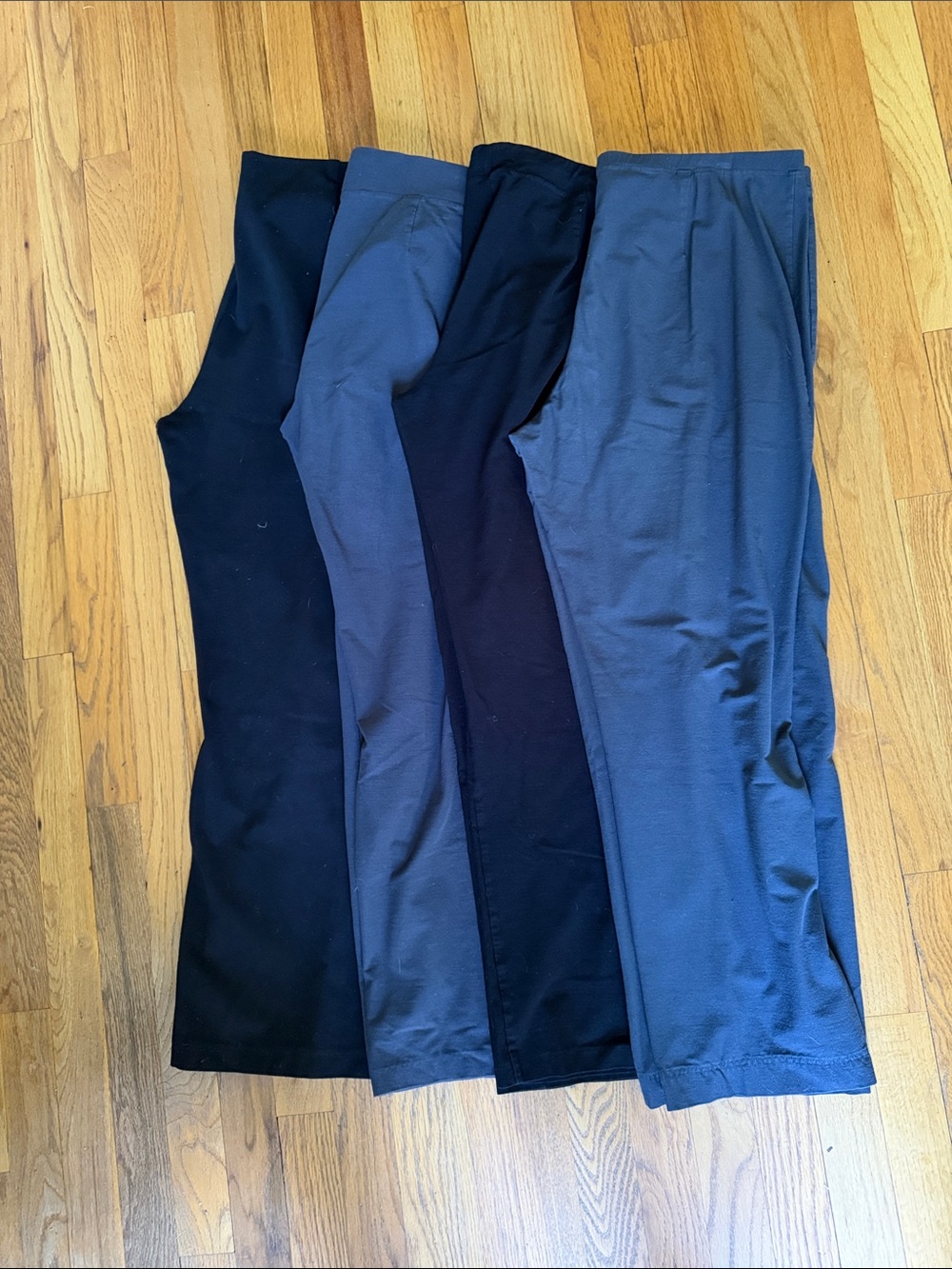 Eileen Fisher Pants Bundle Lot of 4 - Size L - Black and Charcoal Pull On
